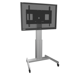 Product image Electrically height-adjustable TV trolley, mobile with V-foot, silver SCETAVSK